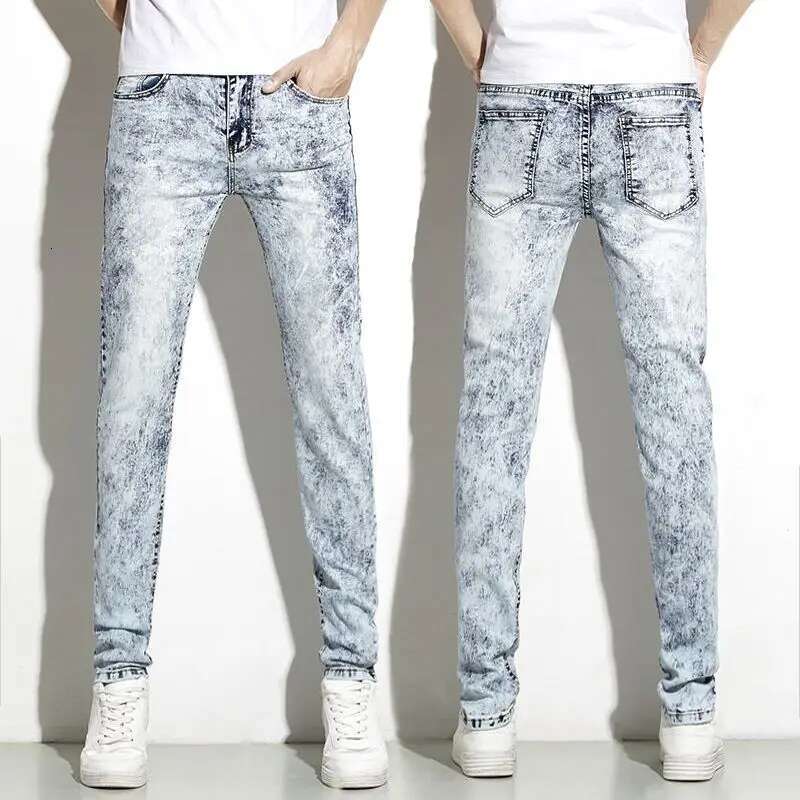 Fashion Designer Men s Tight Jeans, Snowflake Washed Elastic Casual Pants, Outdoor Sports Straight Tube Skateboarding Streetwear Summer 2025 New Items