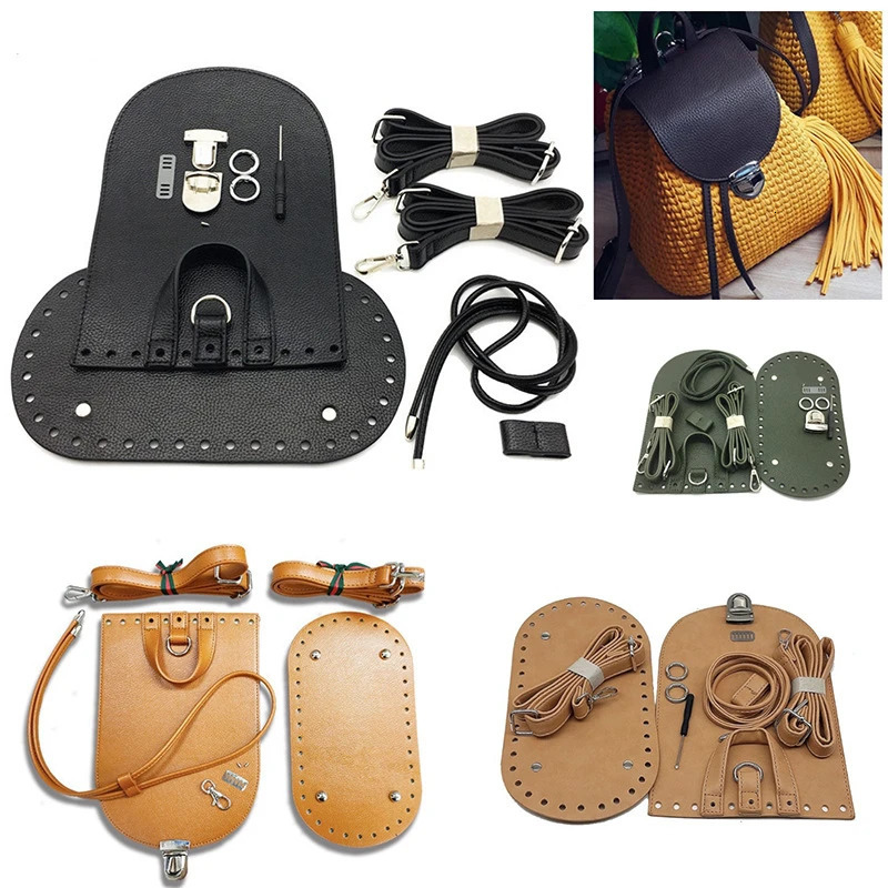 7pc Set Handmade Bag Bottom Flap Cover Hardware For Bags DIY Handbag Shloulder Straps Knitting Crossbody 250311