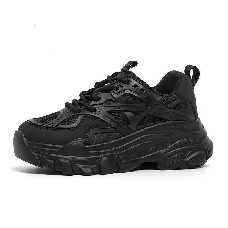 2025 New Model 2025 New Model 2024 New Fashion Sport Summer Black Casual Chunky Sneakers Women Mesh Leather Platform Shoes