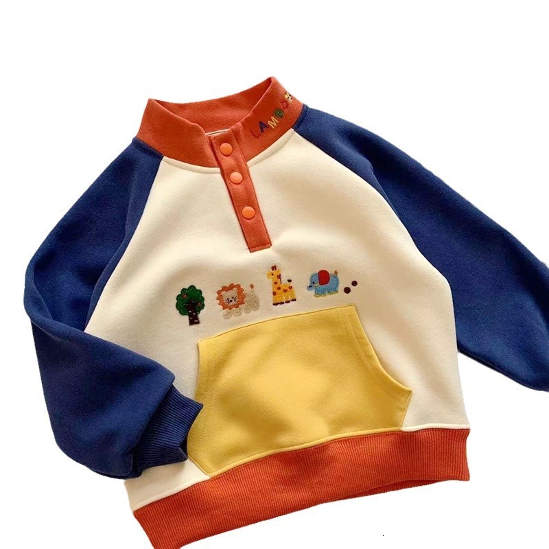 Ddmyshoesvip Children New Round Neck Hoodie Small Medium Sized Loose Top Cartoon Men S And Women S Autumn Fashion
