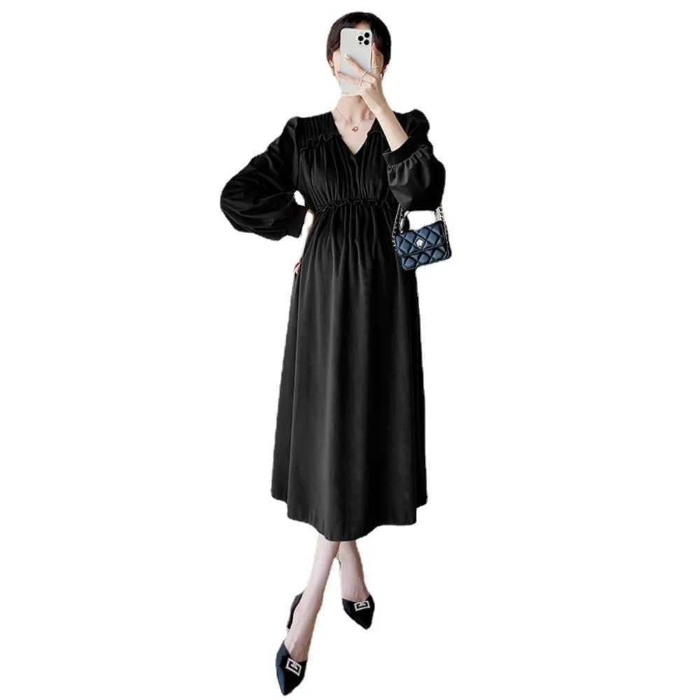 Autumn Winter Korean Fashion Maternity Dress Sweet A Line vestidos Clothes for Pregnant Women Pregnancy photoshoot dressT250311