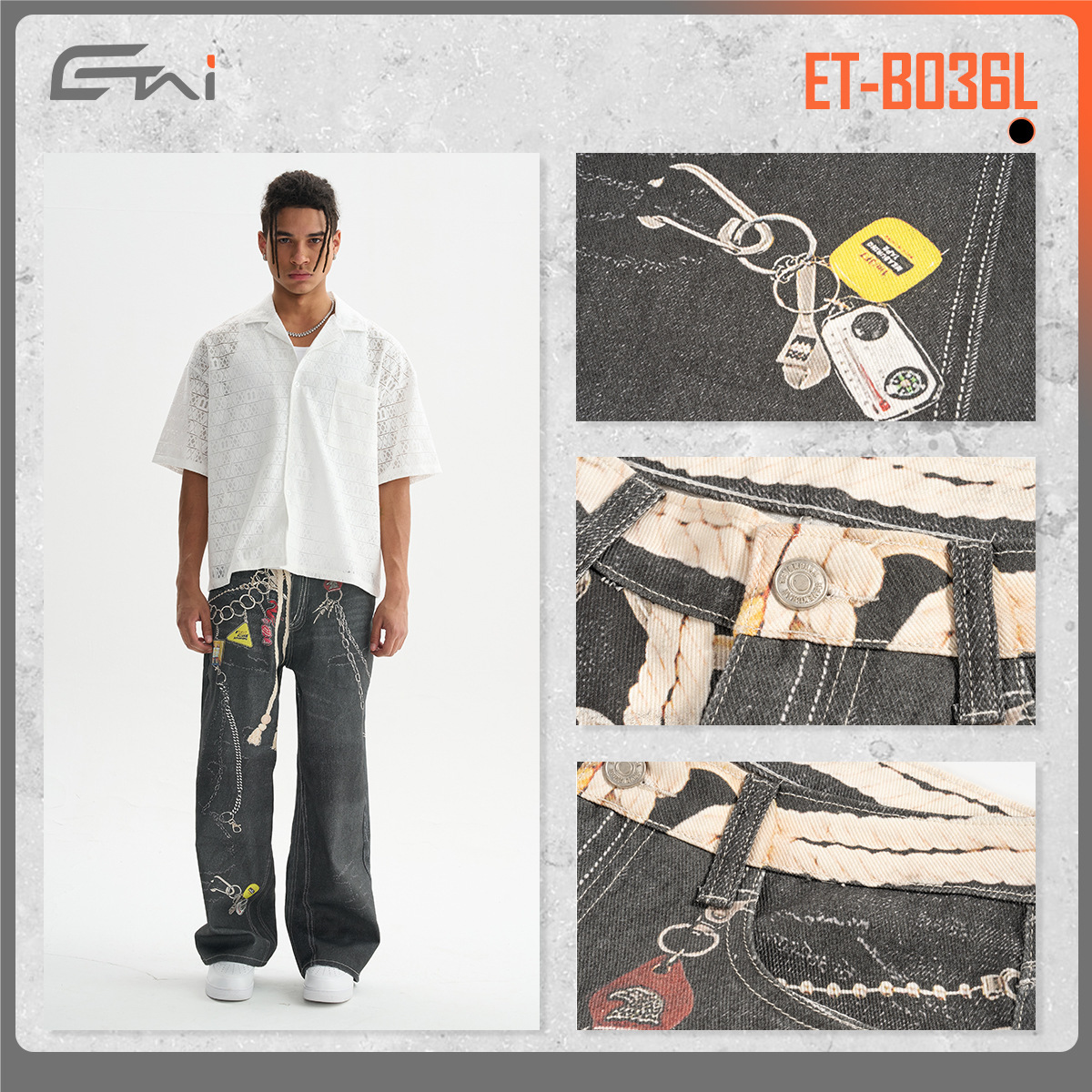 2025 New Button Style 3D Pattern Printed Jeans With Neutral Style Fashionable Designer s Original Niche High Quality Pure Cotton Men s Casual Pants
