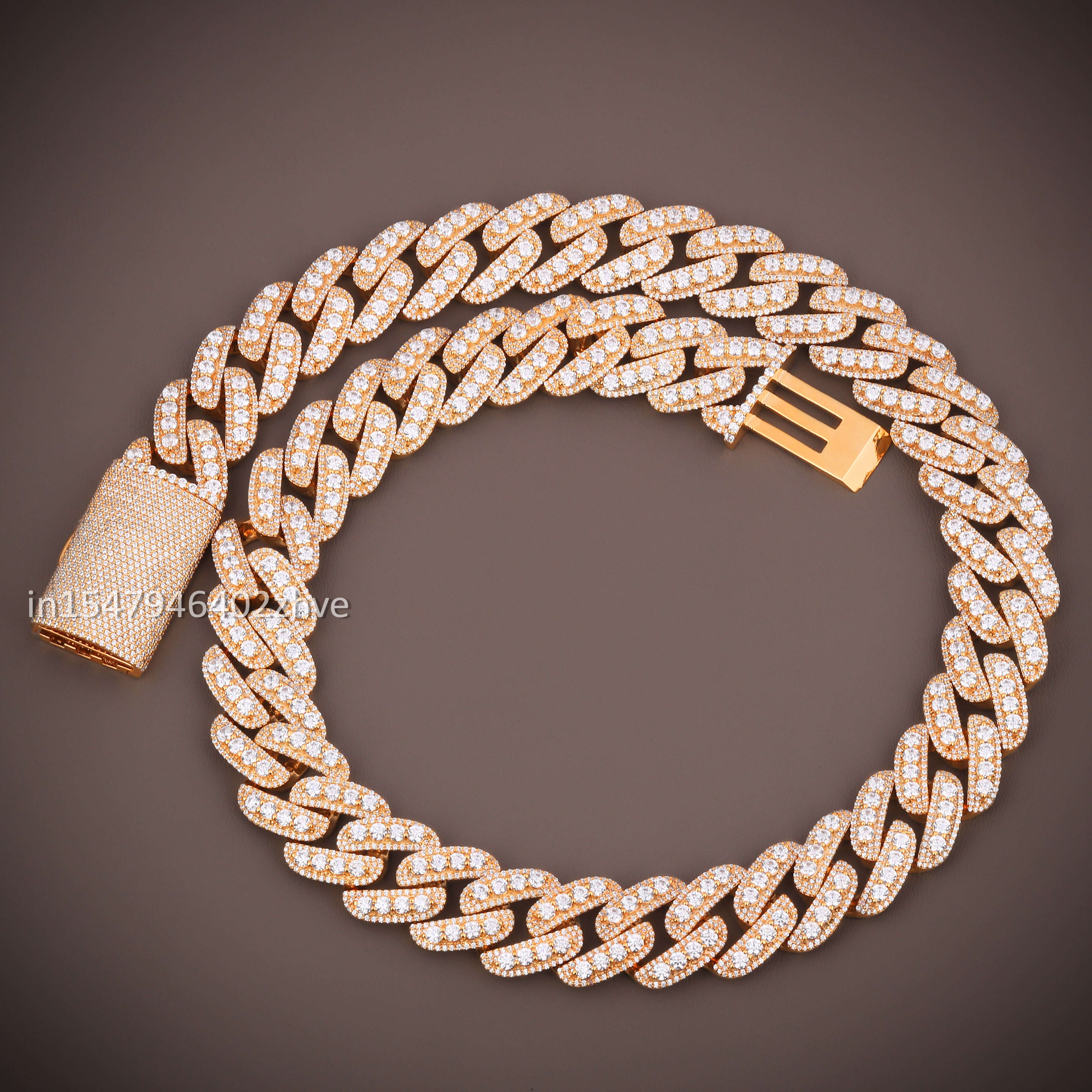 Modern Accessories Sterg Sier Round Cut Moissanite Dia 20 MM Cuban Chain Fully Iced Out Necklaces for Unisex