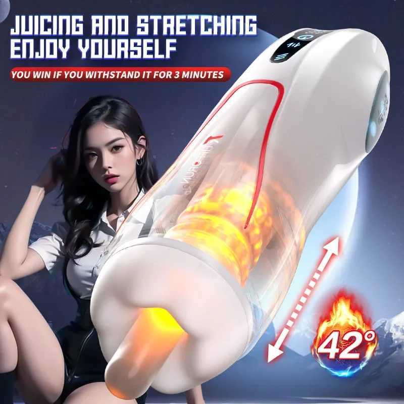 Male Masturbation Cup Masturbation Machine Heating 9-Frequency Vibration Pump Interactive Sound Oral Sex Adult Sex ToyXJ250311