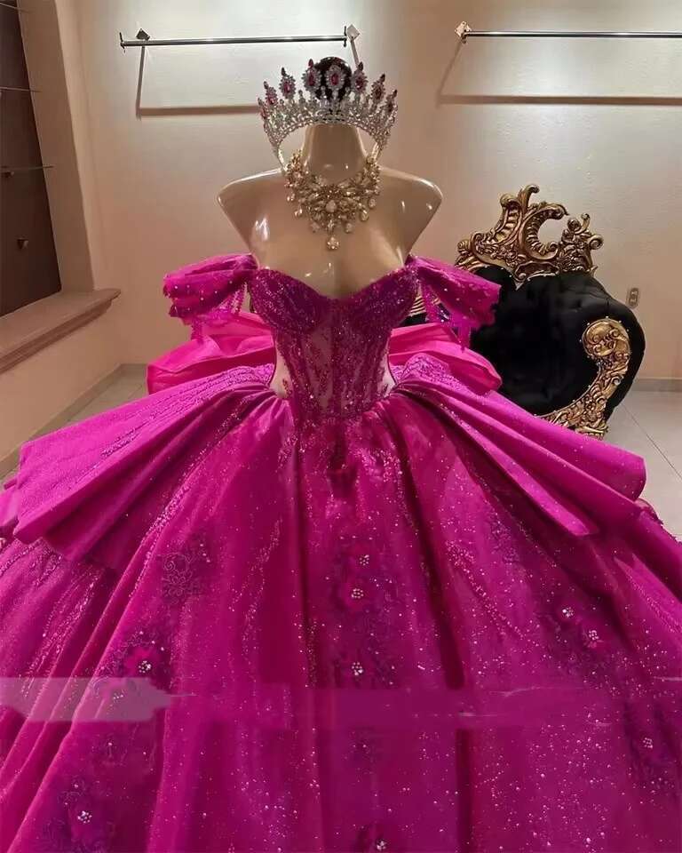 2025 Purple Quinceanera Beaded Applique with Bow Birthday Party Dress Ball Gown Sweet 16 Dresses 15 Anos Customized al0311