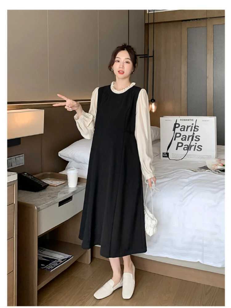 pregnant women clothing Elegant long Sleeve Dress vestidos de fotografia Long Dress korean fashion pregnancy photoshoot dressT250311