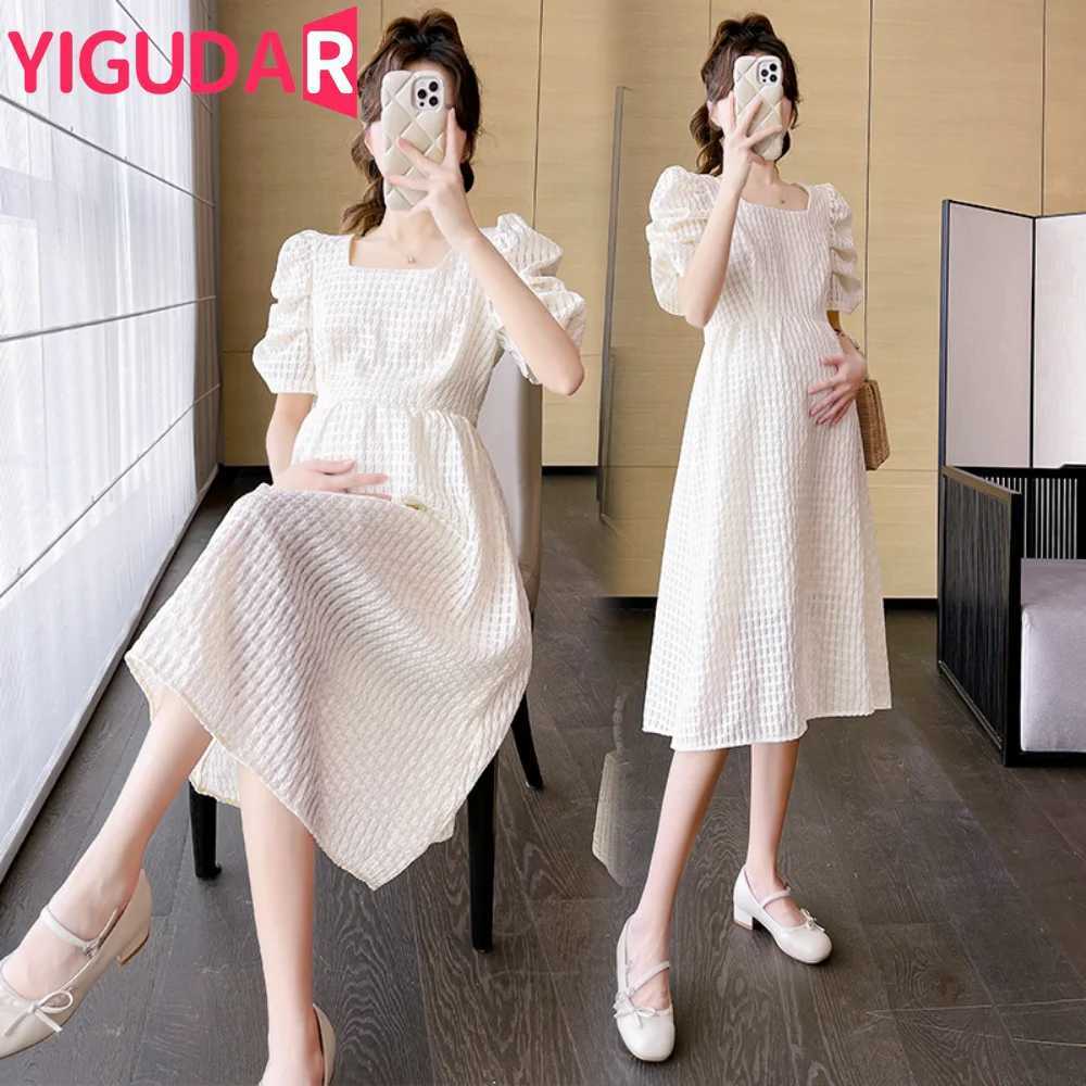 Casual Maternity Dresses New Summer Clothes For Pregnant Wome Sweet French vestidos Long Dress Pregnancy photoshoot DressesT250311