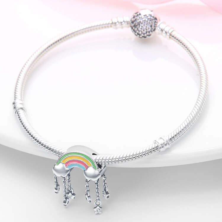 Hot Selling creative rainbow cloud string decoration Charms beads 925 Sterling Silver DIY jewelry accessories, bracelet beads for women jewelry gift