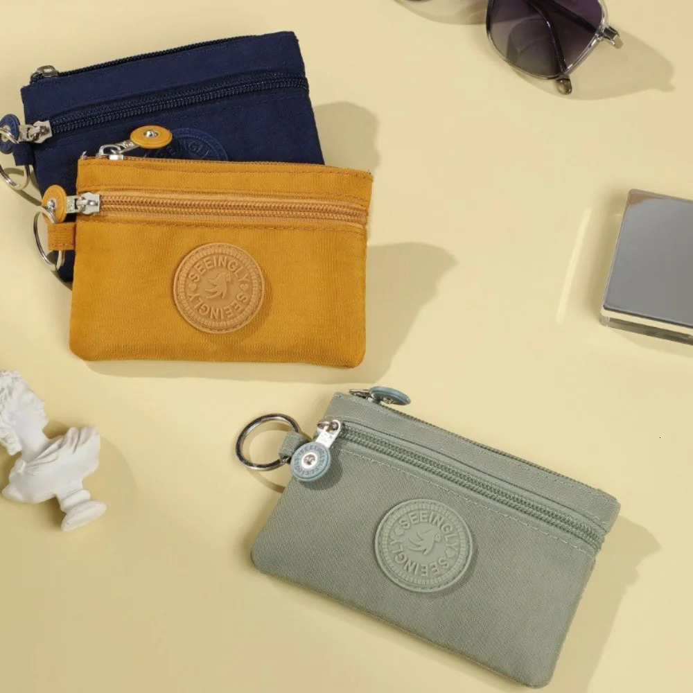 Small Solid Canvas Coin Bags Kids Money Purse Students Bus ID Credit Card Holoder Keys Earphone Pocket Storage 250311