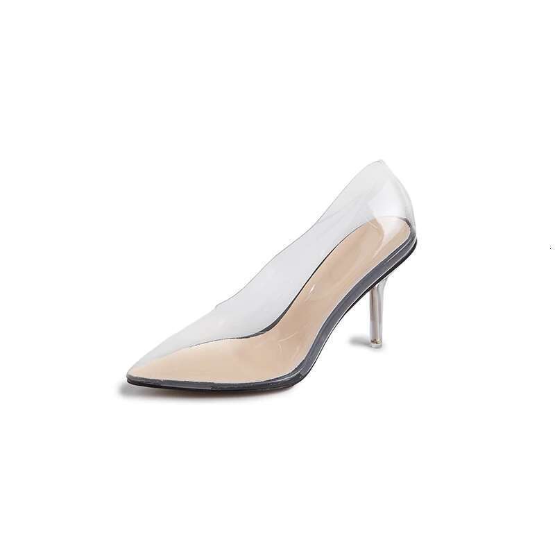 High Heel Kcenid Quality Transparent Perspex High Heels Sexy Ladies Pointed Toe Slip On Wedding Party Pumps Women Shoes
