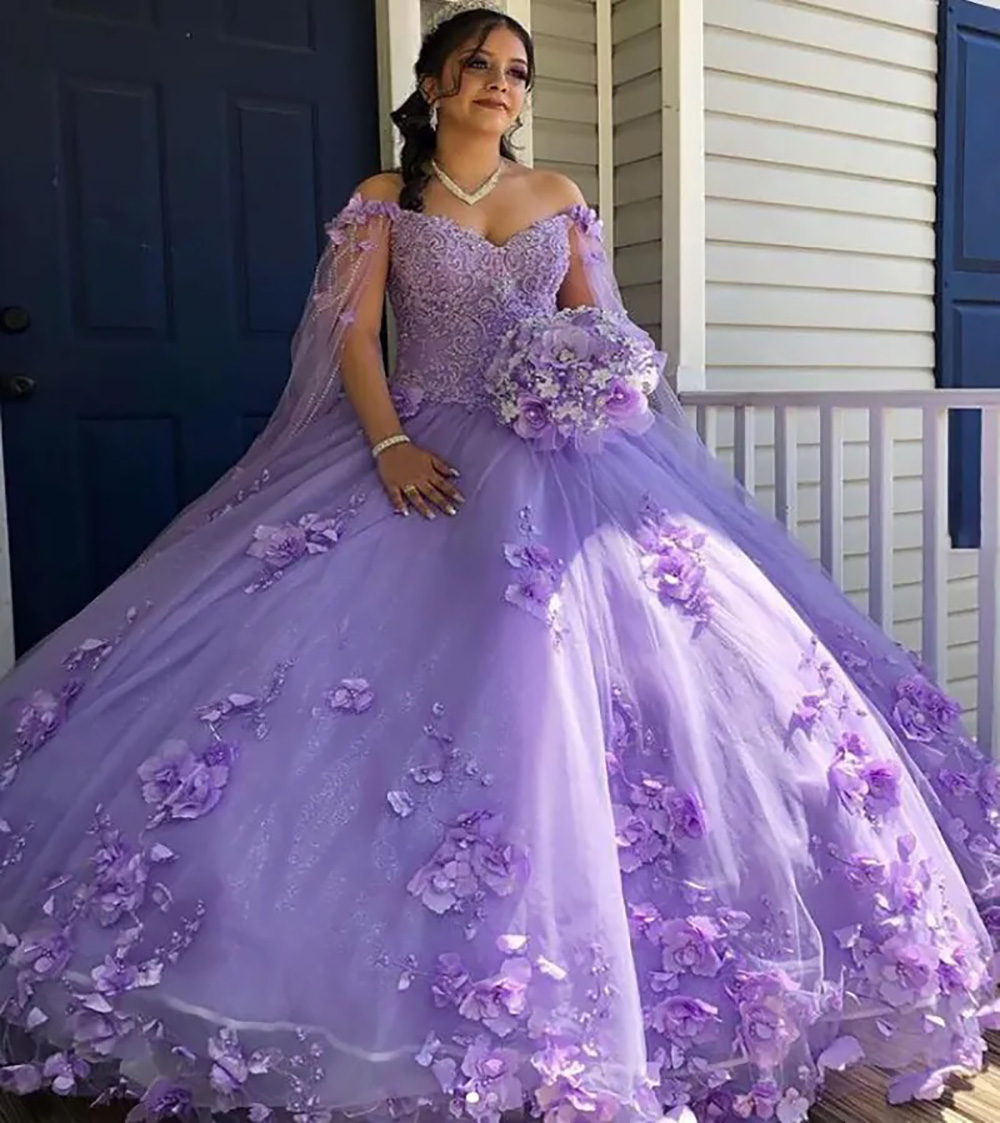 Quinceanera Dresses Special Occasion Dresses Formal Girls Pageant Ball Gown A Line Party Prom Gown Evening Off-Shoulder Sleeveless Plus Size Lavender 