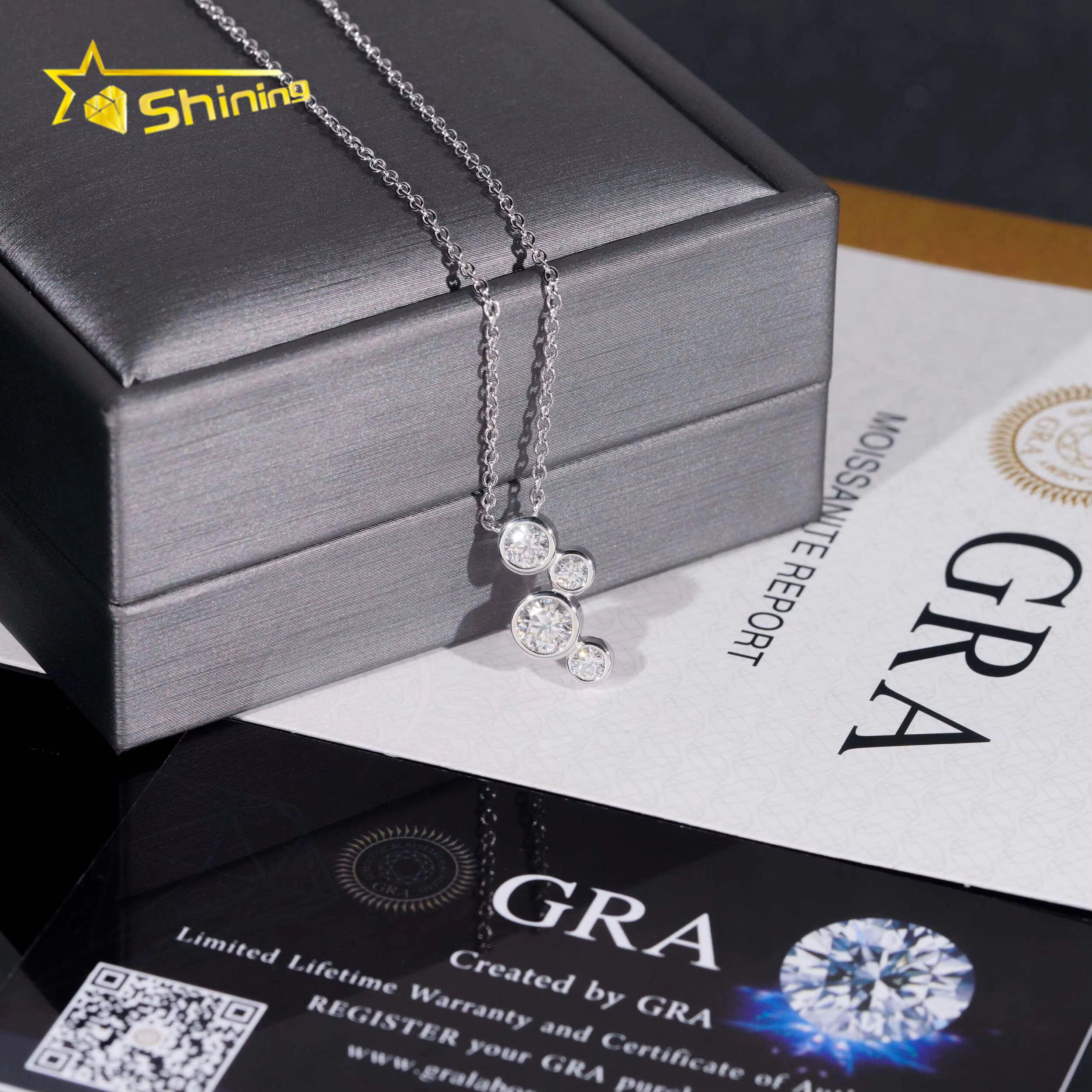 Fashion Jewelry 925 Silver Round Brilliant Cut Moissanite Diamond Pendant Custom Fancy Diamond Pendant Necklace for Women