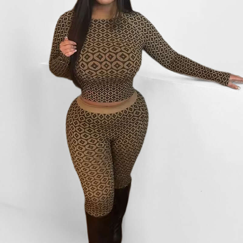 2025 Spring New Women's Sexy Spicy Girl Printed Slim Fit Long Sleeve Set For Women KLMY