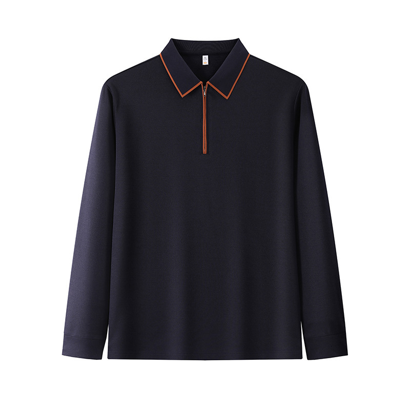 tracksuit Long sleeved polo shirt business casual trendy zipper autumn and winter thin velvet brushed men's youth knitted T-shirt