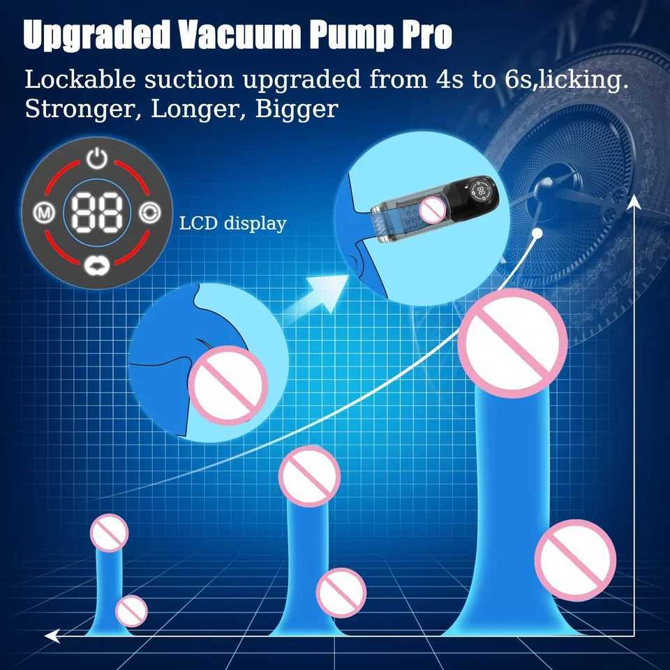 Automatic Male Masturbator with Rotating Vacuum Penis Pump Sucking Lick Vibrator Adult Sex Toys for Men Pocket Pussy LCD Display W250311