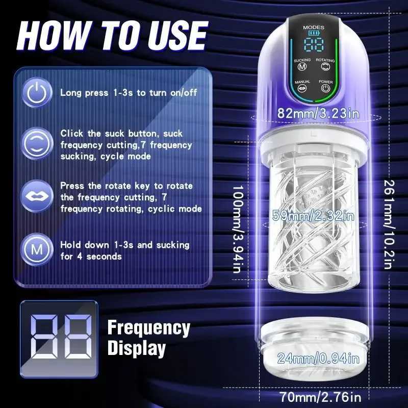 Male Masturbator Masturbation Cup Vagina Massage Pussy Sex Toys Adult for 7 types Rotation and Suction Modes Sucking ThrustingXJ250311