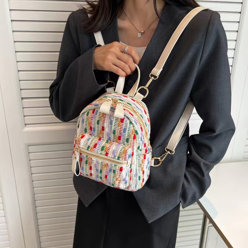 Double shoulder small backpack personalized polyester contrasting color fashionable small Backpack