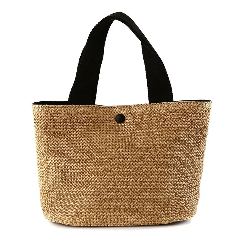 Fsahion Woven Ladies Straw Woven Handbag for Womens Holiday Beach Casual Tote Top-Handle Bags Handmade Retro Shoulder Bags 2024 R250311