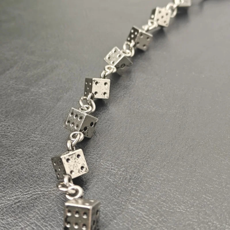 Retro lucky Dice Jin Gangchu Chain For Men's Pants Silvery Metal Ones Waist y2k Key Chain Hip Hop Punk Accessories 250318