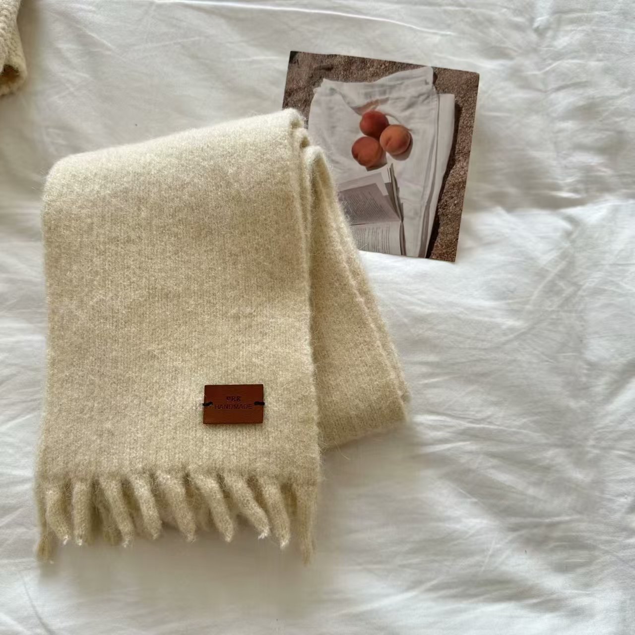 K095 2024 new Korean wool autumn and winter warm egg scarf solid color neck protection scarf shawl