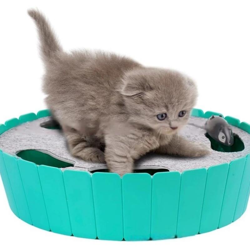 Pawaboo 4 Holes Whack-a-mole Electric Cat Toy,Interactive Cat Toy with Running Mouse, Pop and Play Hide Seek Cat Toy,Pet Supplies,Blue