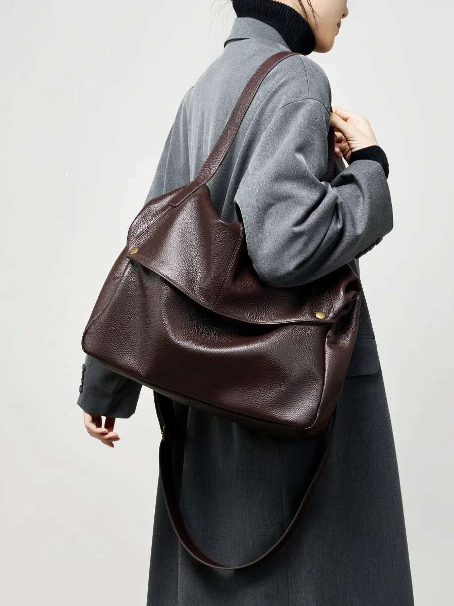 Genuine Large Capacity Women Shoulder Handbag Europe Style Soft Cow Leather Bag Simple Casual Women's Bag Tote