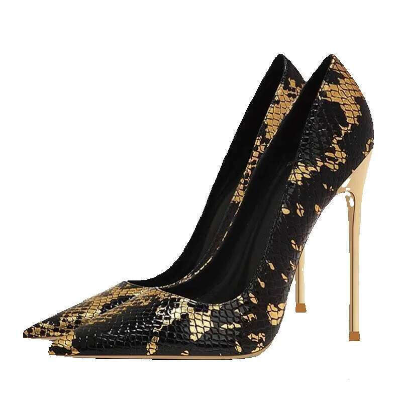 High Heel Fyluan European And American Style Women Cm Snake Pattern Fashion Pointed Toe Slim Heel With Party Single Shoes