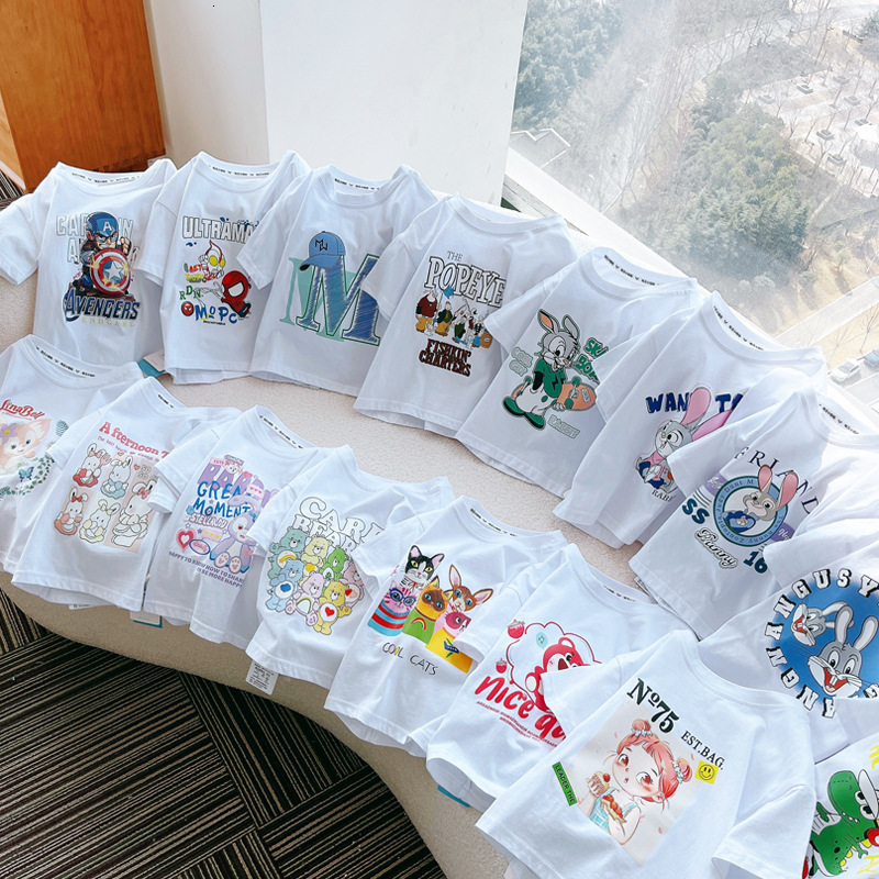 Ddmyshoesvip Pure Cotton Children S Short For Boys And Girls Cute Cartoon T Shirt White Half Sleeved Summer Baby Top