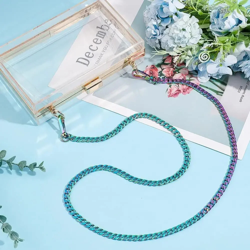 Rainbow Purse Chain Straps Flat Strap Replacement Colorful Handbag Accessories for Crossbody Shoulder Bag 250311