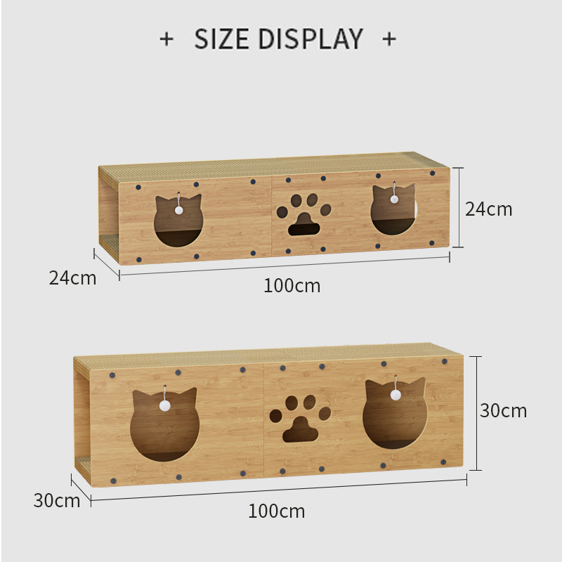 Durable Double-Layer Cat Tunnel Scratcher with Densified Board All-Season Cat Bed and Play Toy for Indoor Cats