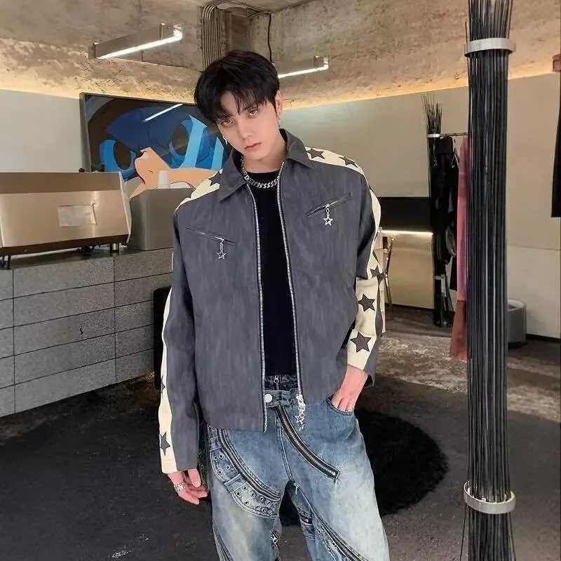 Vintage Star Chamois Leather Jacket For Men Casual Loose Fit Motorcycle Style High End Feel Trendy Spring Autumn Season JacketT250311
