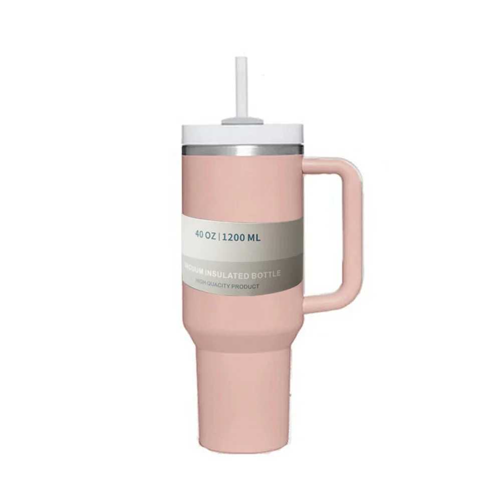 40oz Tumbler with Handle Straw Lid Thermos 40 oz Vacuum Insulated Coffee Mug Stanleies Steel Thermal Iced Travel Cup for CarT250311