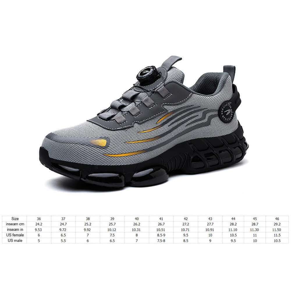 2025 New Model Men Steel Toe Non Slip Rotary Button Safety Shoes Anti-Smash Work Breathable Air Cushion Shoe For Outdoor Sport
