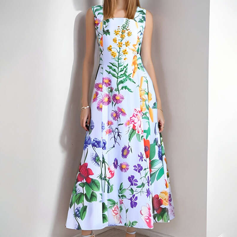 Women's 2025 Spring New Style Elegant Sleeveless Printed Sexy Casual Dress KLMY