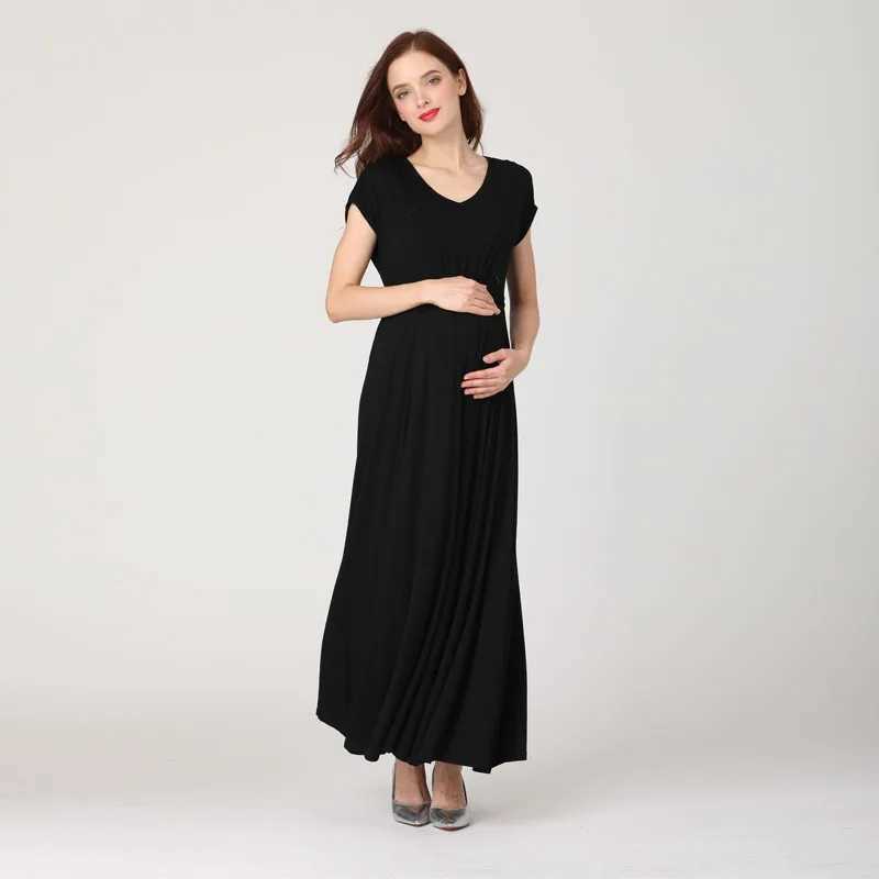 Wholesale Fashion Long Maternity Clothes Maxi Nursing Breastfeeding Dress Pregnant Long Dress Invisible Zippers Drop ShippingT250311