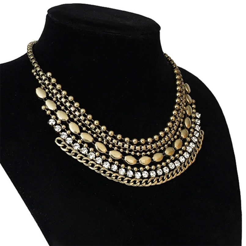 Boho Vintage Ethnic Metal Zircon Necklace Suitable for Women Gypsy Necklace Statement Afghanistan Maxi Festival Jewelry 250217