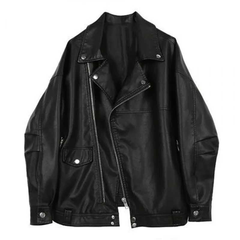 2024 Spring And Autumn New Vintage Motorcycle BF Style Leather Jacket Loose Fit Biker Clothing Genuine Leather OuterwearT250311