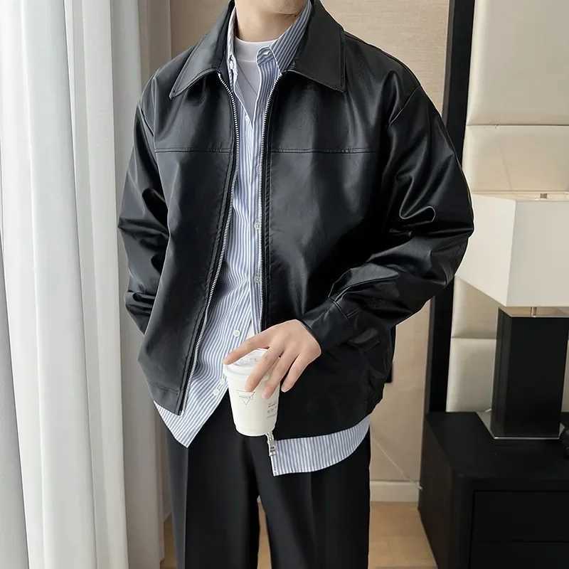 American Style Street New Mens Jacket Spring Autumn Biker Leather Jacket Loose-Fit Lapel Trendy Brand Casual JacketT250311