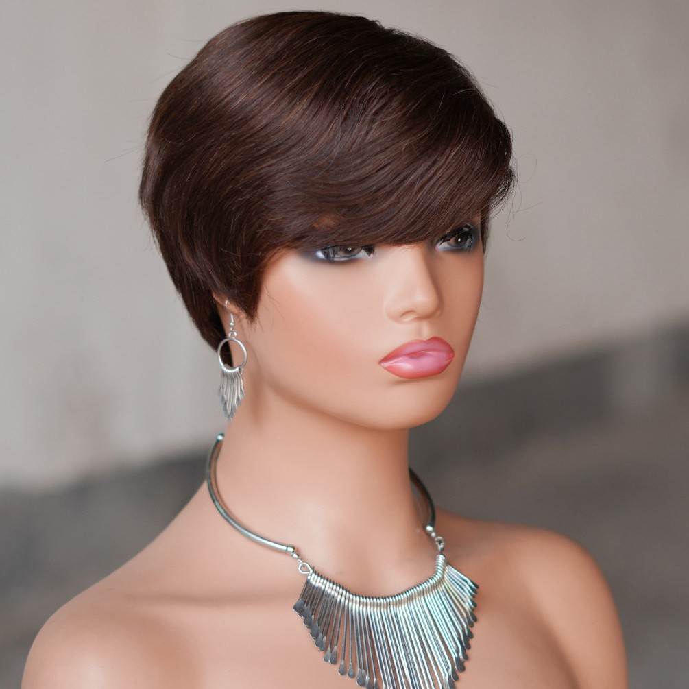 6 Inch Short Pixie Cut Wig Multi Color Real Human Hair Machine Made Side Part Elf Style Perfect for Bold and Trendy Looks