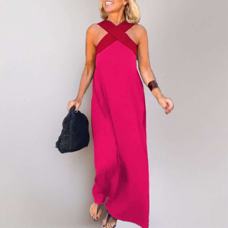 2025 Spring New Women's Fashion Off Shoulder Dopamine Style Elegant Hanging Neck Dress KLMY