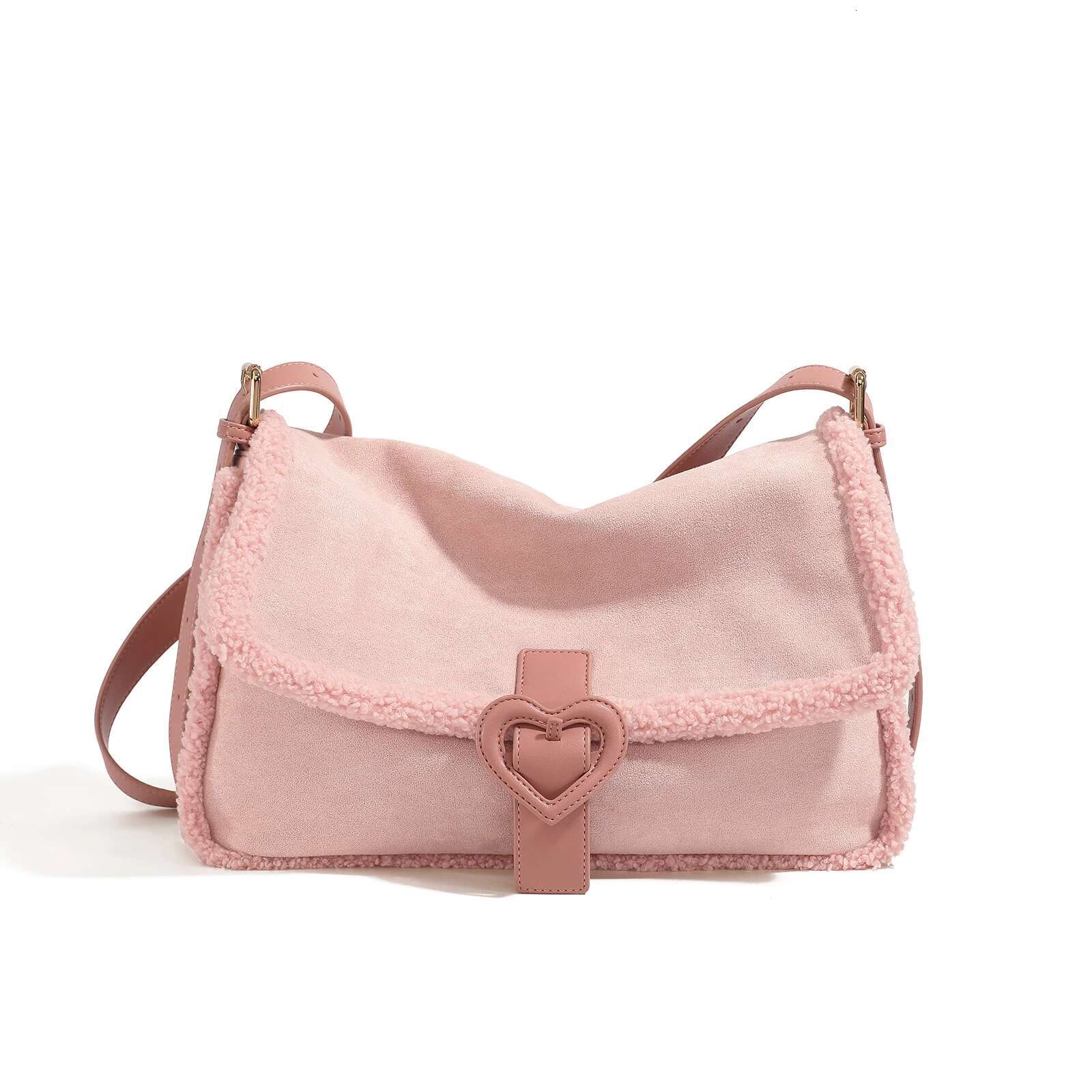 AII Tote For Valentine Women Pink Large Capacity Commuter Single Shoulder Handheld Crossbody Plush Bag Ramadan Gift