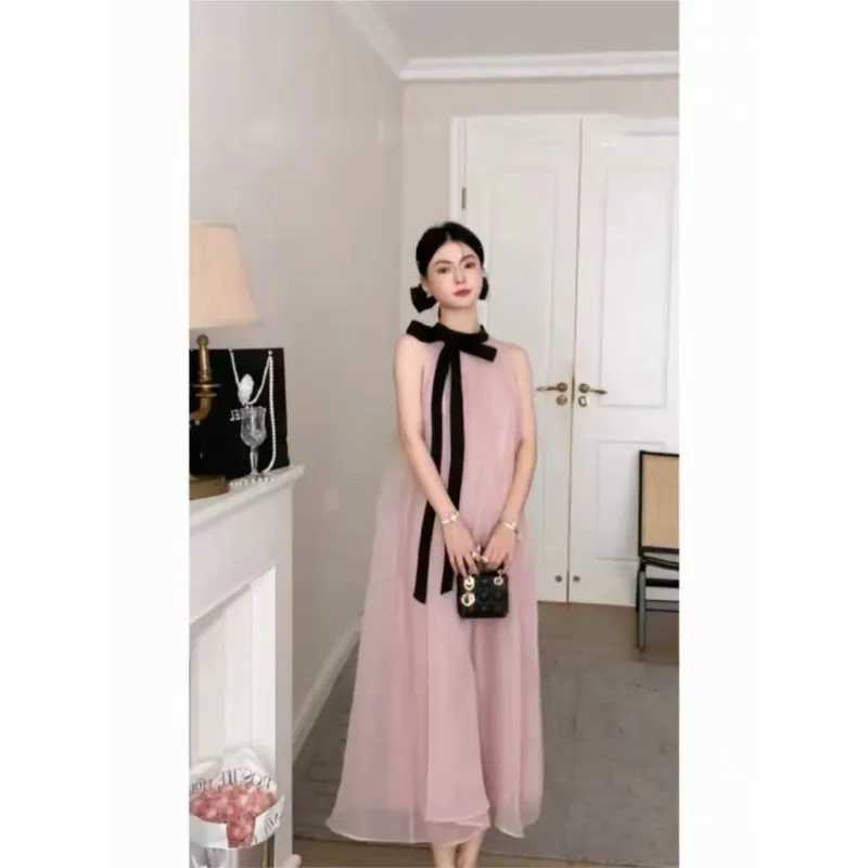 2025 Summer New Pregnant Womens Loose Neck Strap Dress Creative Maternity Outing Holiday Skirt Maternity Dress LH139T250311