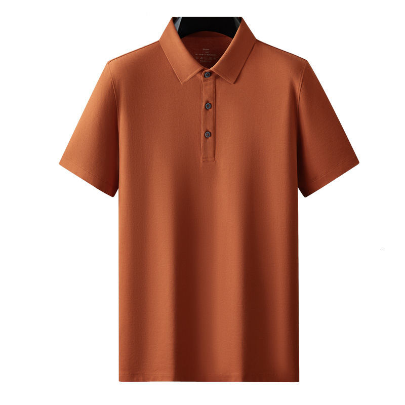 tracksuit short sleeved polo shirt men, with a lapel for high-end business, cool feeling, solid color, casual, 2025 summer trend t-shirt