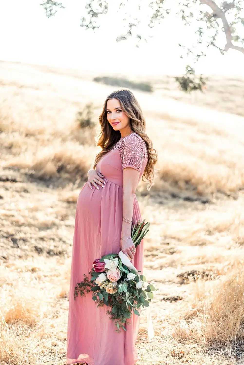 Classic Elegant Lace Maternity sweet Dress Photography Long Dresses for Pregnant Women Clothes Pregnancy Dress for Photo ShootT250311
