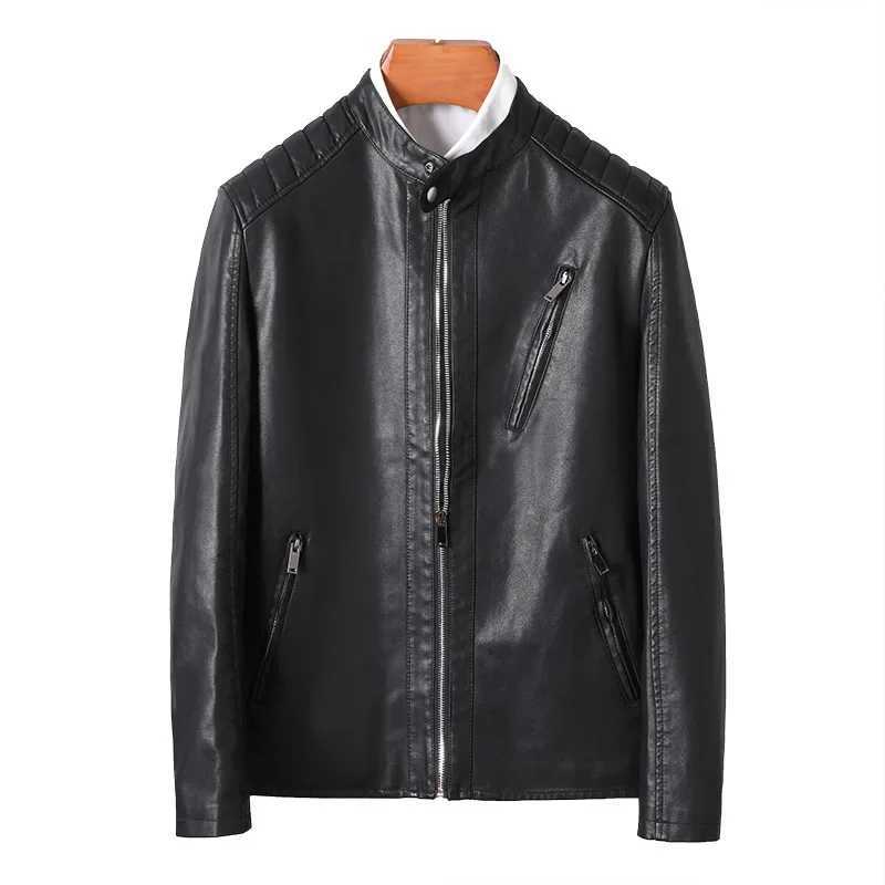 Mens White Leather Jackets Fashion Trend Simple Personality Mens PU Leather Jackets Winter Slim Windbreaker Mens Autumn SpringT250311