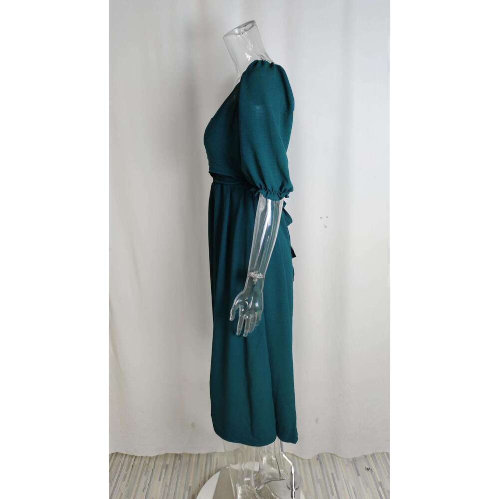 2025 Women's New Sexy Trendy Bubble Sleeve V-Neck Loose High Waist Dress For Women KLMY