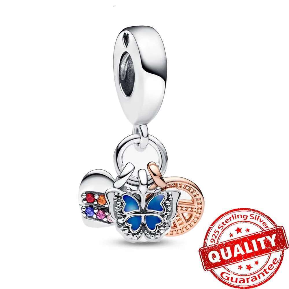 2025 New 925 Sterling Silver Spring Collection Leaf Charms Butterfly Dangle Charm bead Fits S925 Snake Bracelet Spring Series Jewelry