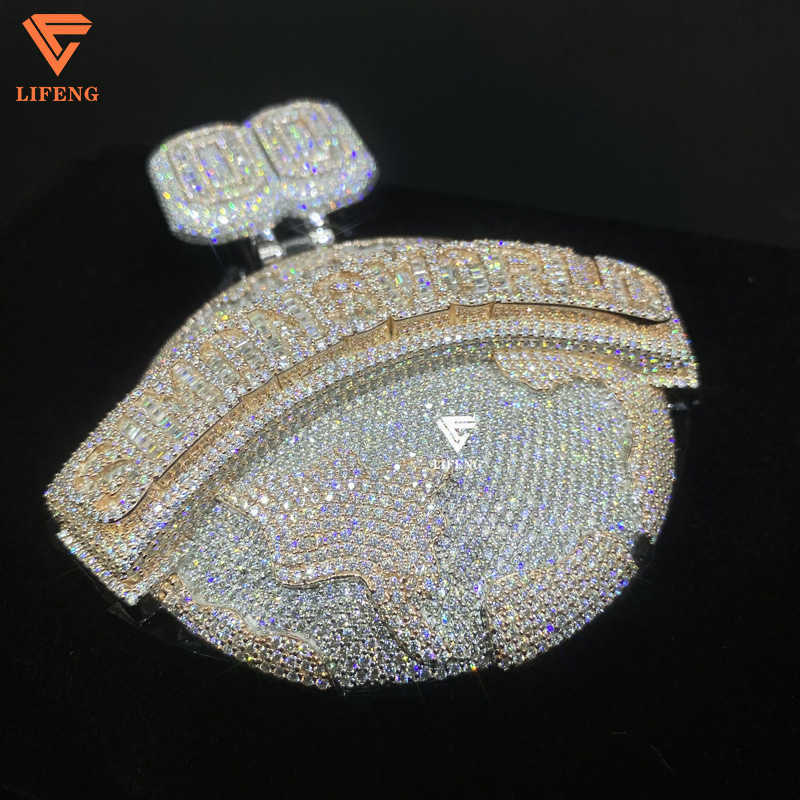 Custom Hip Hop Jewelry Rapper Letter Iced Out Baguette Initial Vvs Moissanite Pendant