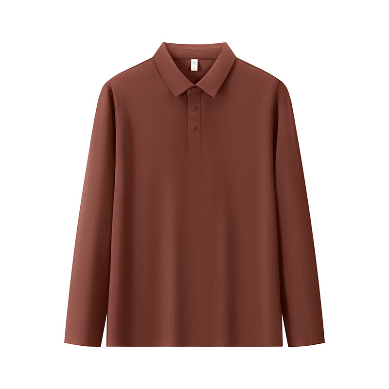 Long polo men's business casual thick solid color autumn and winter base shirt long sleeved lapel T-shirt men tracksuit