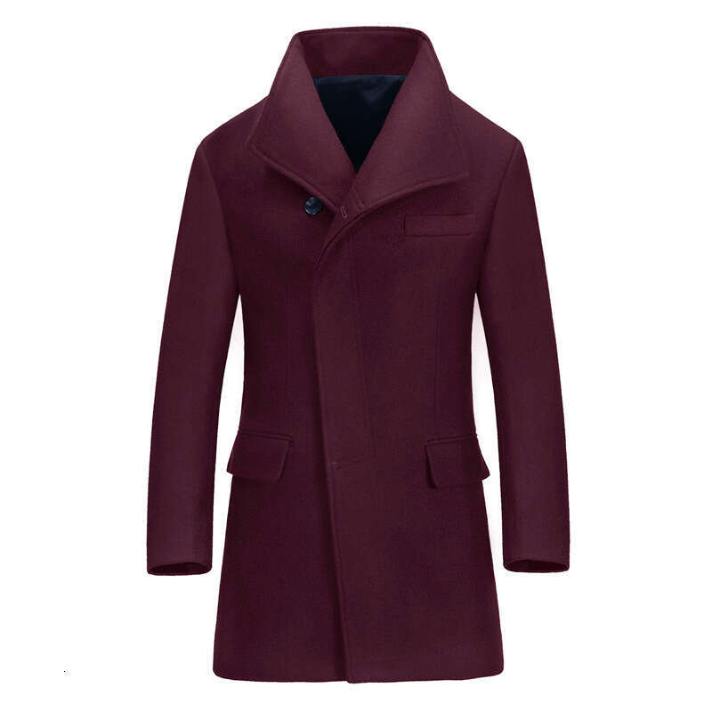Russian Men's Woolen Coat Thick Medium Long Windbreaker